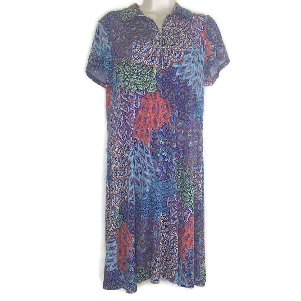 JBS Quarter Zip Paisley Floral Jersey Dress
